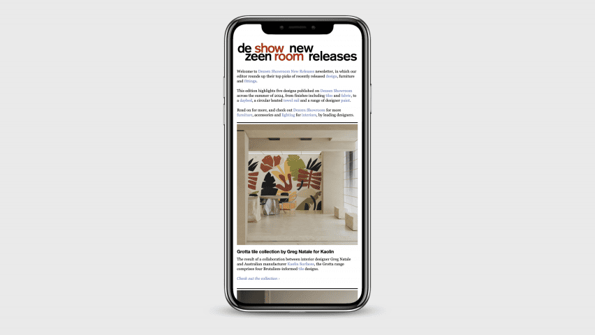 Dezeen Showroom New Releases quarterly newsletter launches with editor’s picks
