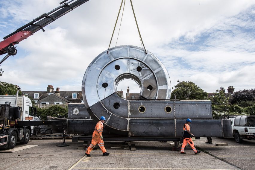Loop-the-loop canal boat by Alex Chinneck