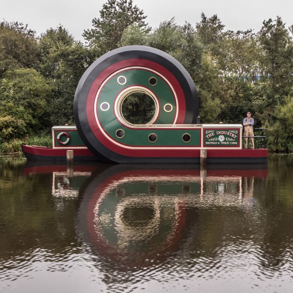 Alex Chinneck loop-de-loop canal boat in Sheffield