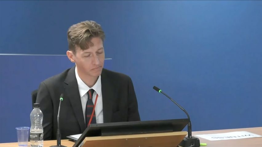 Bruce Sounes giving evidence at the Grenfell Tower Inquiry