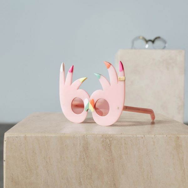 Pink hand-shaped sunglasses