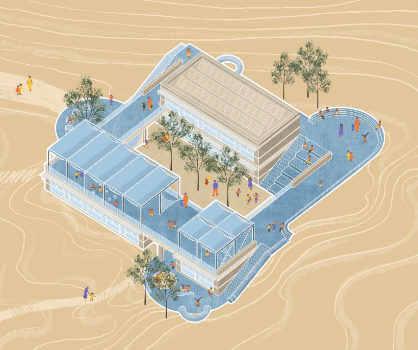 Drawing of Spring Dales Public School by Chybik + Kristof