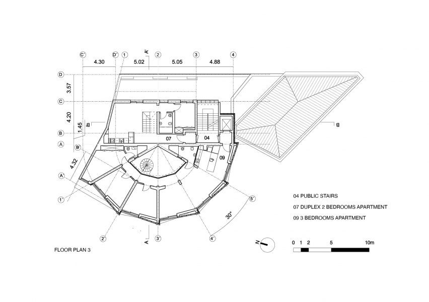 Plan of housing block by Bureau des Mésarchitecture