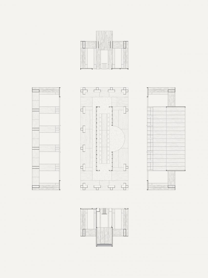 Ground floor plan and sections of Forum des Vestiges by Pratique and Fanum