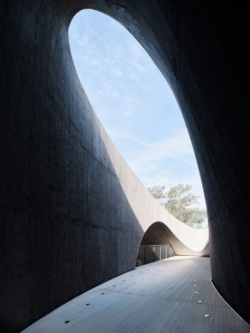 Curving hallway