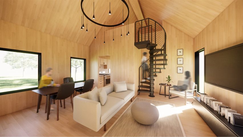 a visualisation of a beige wooden interior