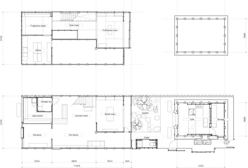 Plans of Le Labo flagship store by Schemata Architects