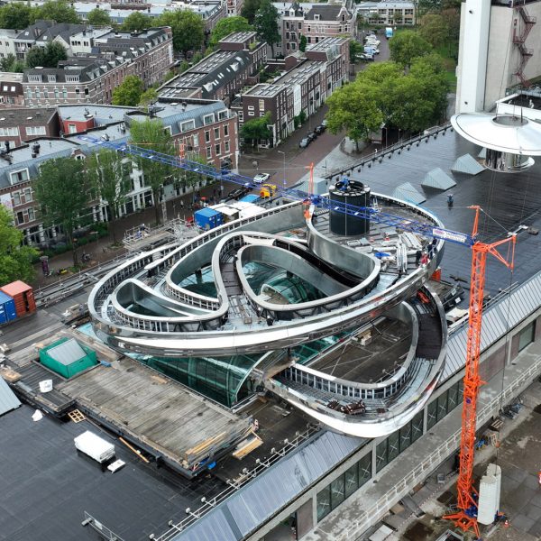 MAD’s huge steel Tornado installed on Fenix Museum in Rotterdam