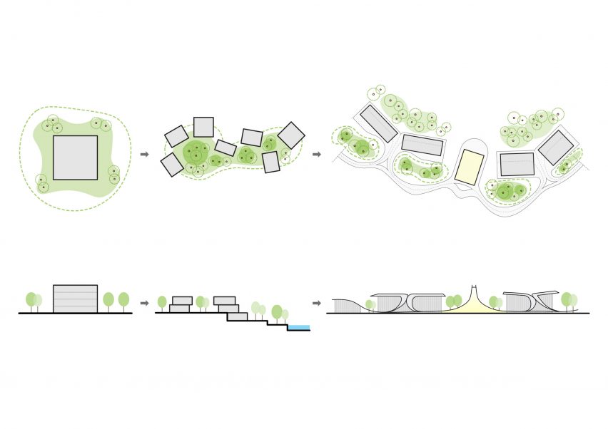 Plan Section Diagram of The Spine Resort by AIM Architecture