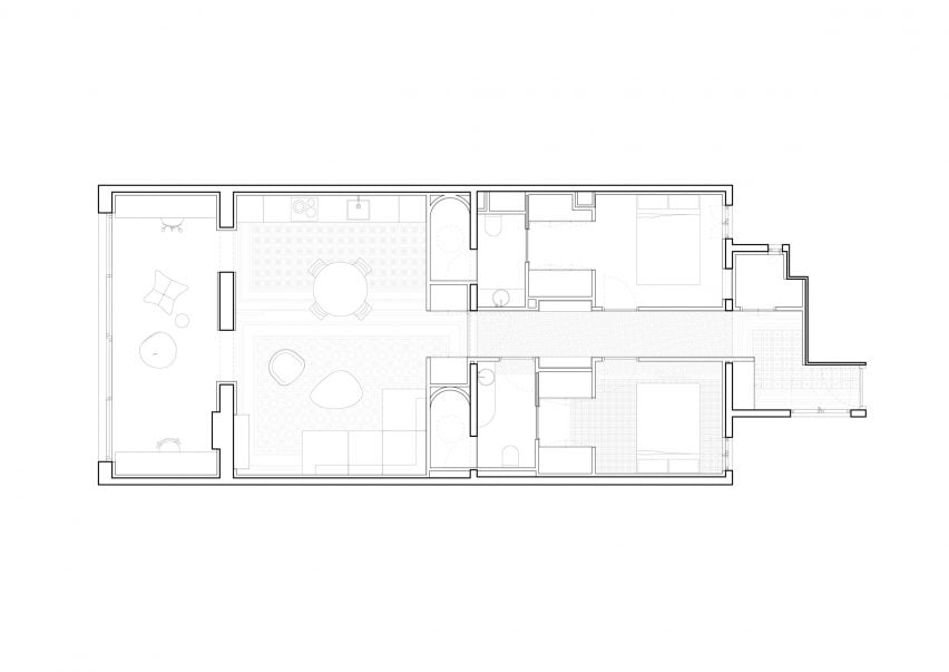 Plan of Barcelona apartment by Raúl Sánchez Architects