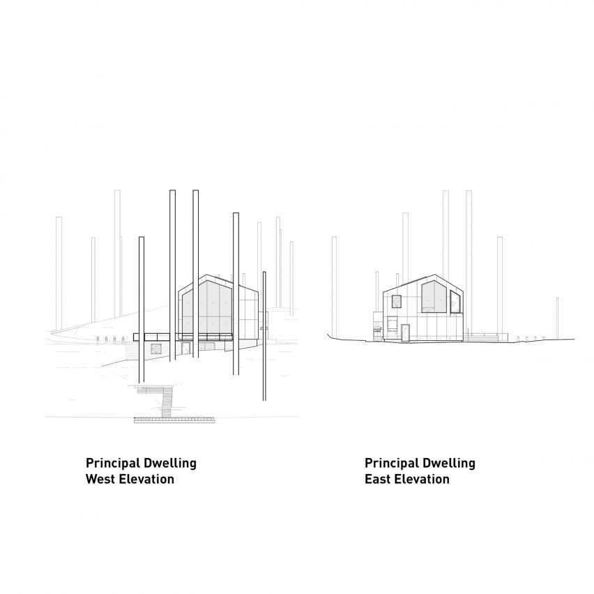 East & West Elevation Plans of Shor House by Measured Architecture