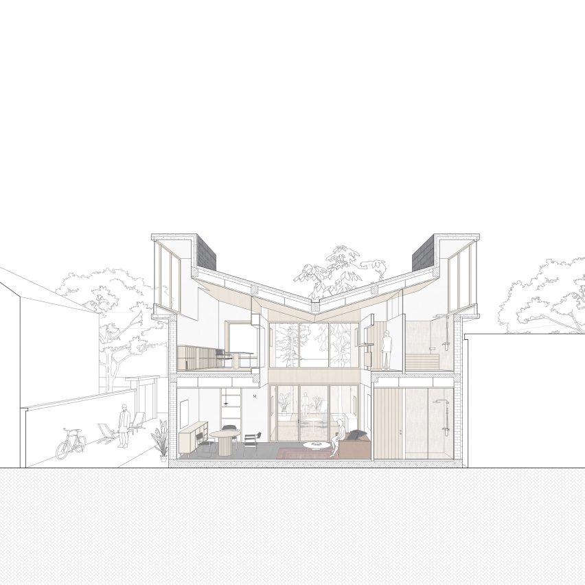 Section of Mother's House by CPlus Architects