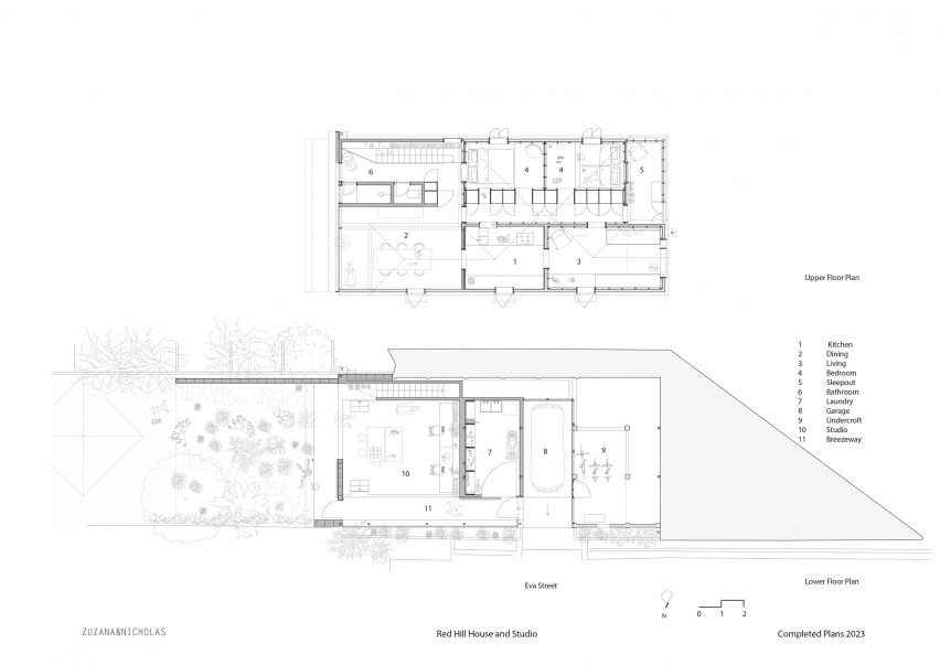 Updated floor plans of Red Hill House and Studio