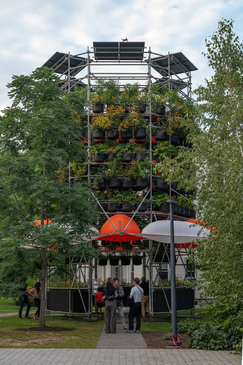 A large installation with plants