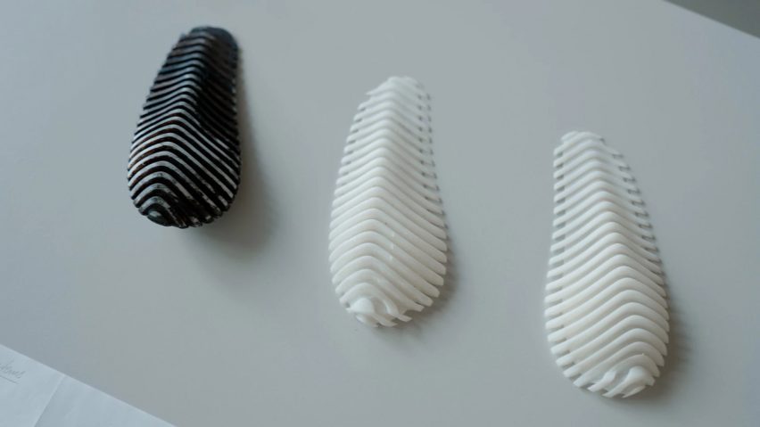 Photo of three Pyri models in different stages of development