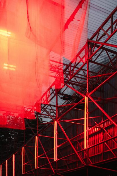 Lights inside stage at Rally festival