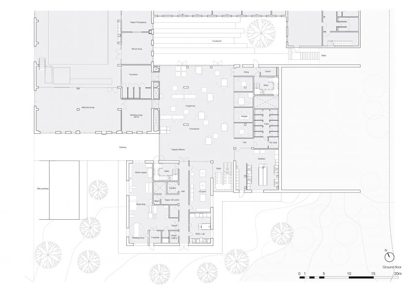 Plan of DTU Skylab by Rørbæk og Møller Arkitekter