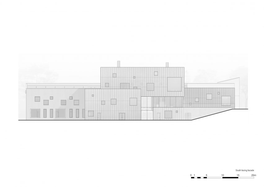 Elevation of DTU Skylab by Rørbæk og Møller Arkitekter
