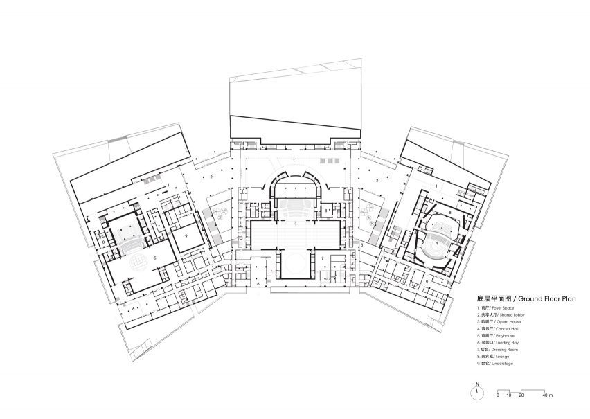 Ground floor plan of Beijing Art Centre by Schmidt Hammer Lassen