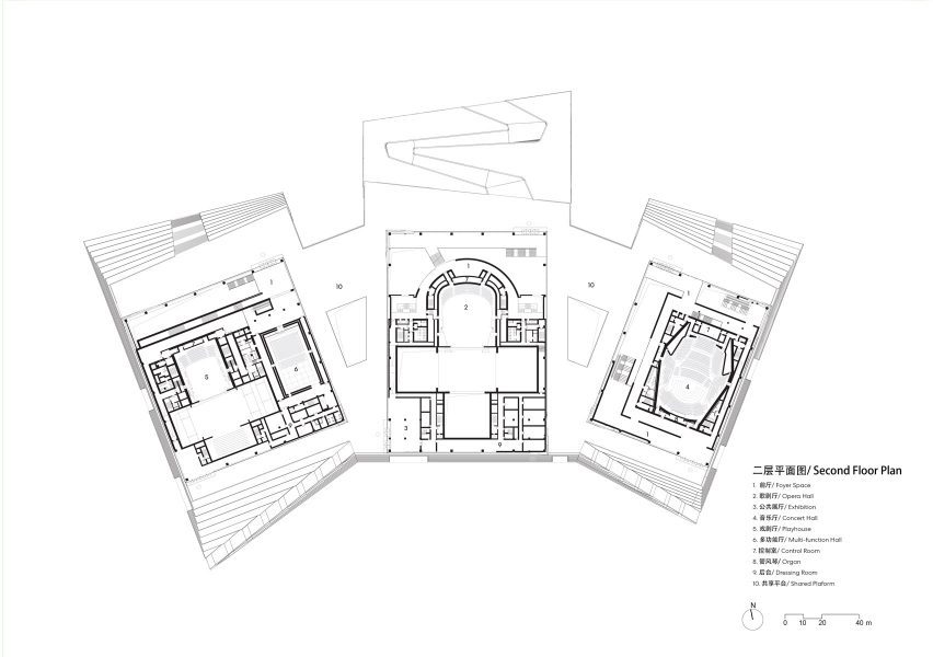 Second floor plan of Beijing Art Centre by Schmidt Hammer Lassen