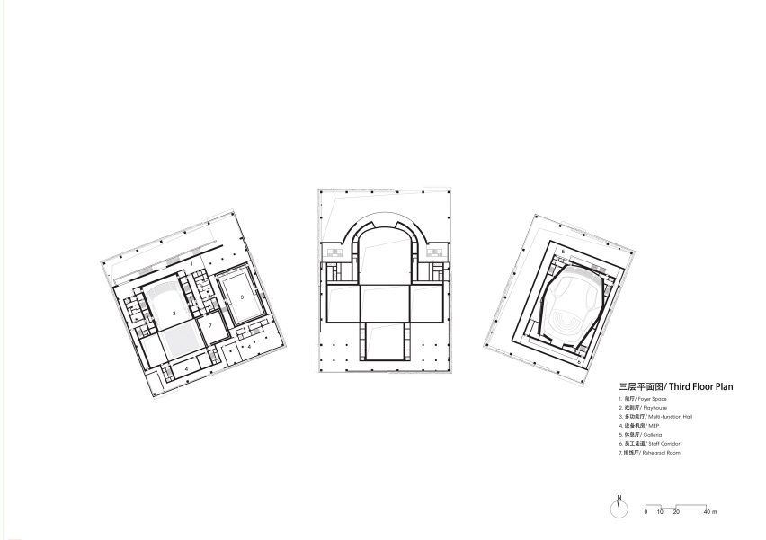 Third floor plan of Beijing Art Centre by Schmidt Hammer Lassen