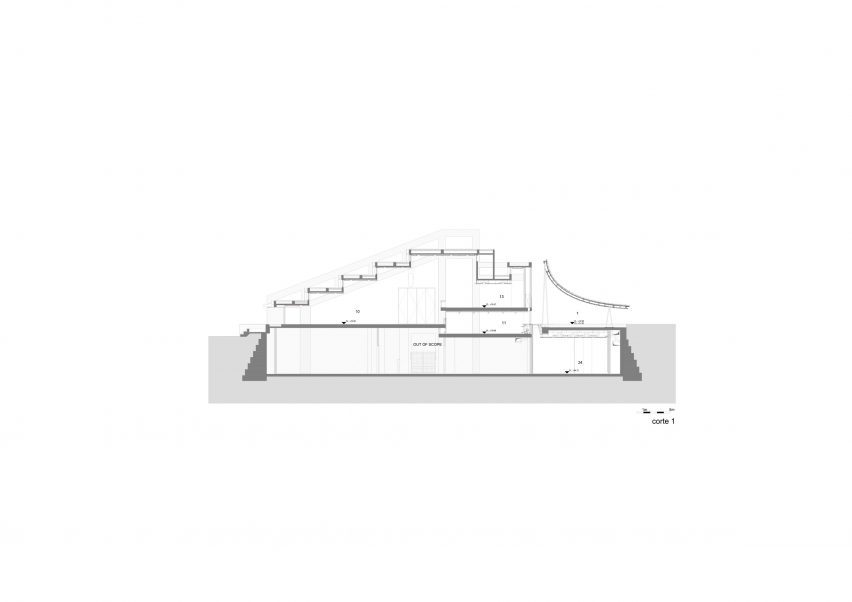 Section of Centro de Arte Moderna Gulbenkian by Kengo Kuma