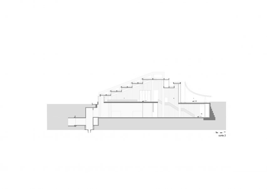 Section of Centro de Arte Moderna Gulbenkian by Kengo Kuma