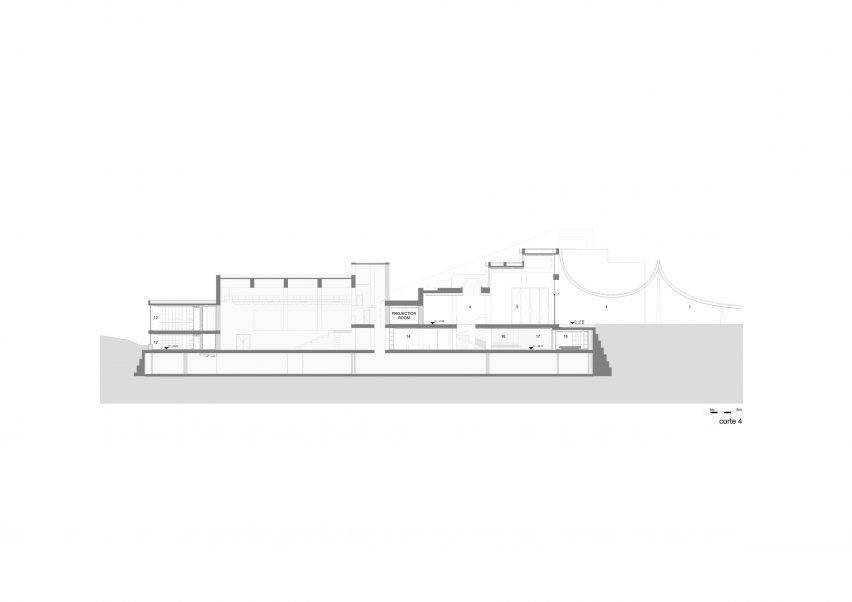 Section of Centro de Arte Moderna Gulbenkian by Kengo Kuma