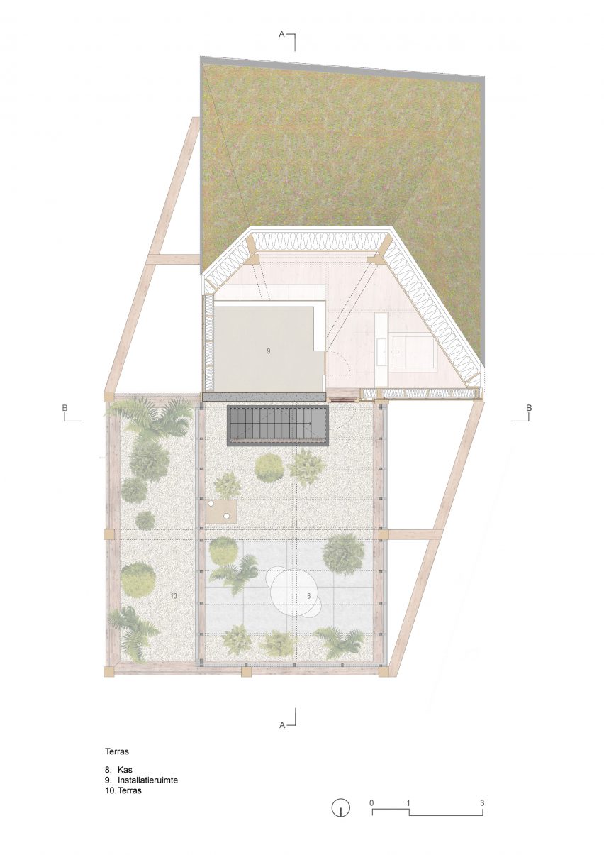 Terrace plan of Wooden House by Moke Architekten
