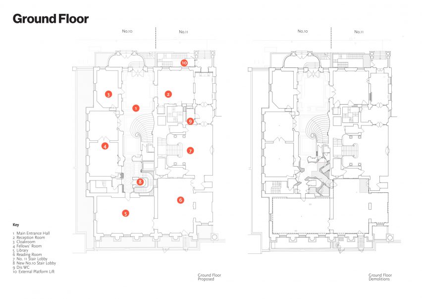 Ground floor plan of the British Academy by Wright and Wright