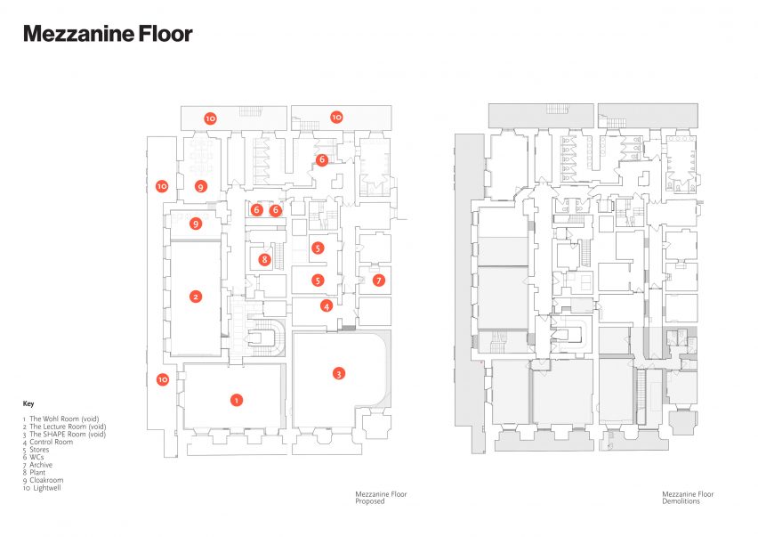 Mezzanine floor plan of the British Academy by Wright and Wright