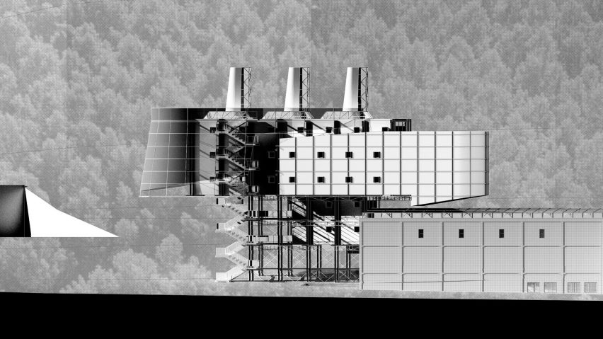 Monochrome architectural visualisation.