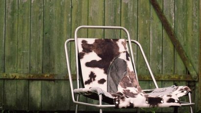 Cow-print chair with steel pipes 360 Design Budapest