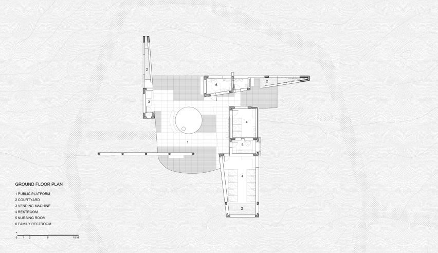 Plan of Qiaochengbei Park Visitor Centre by Atelier Xi