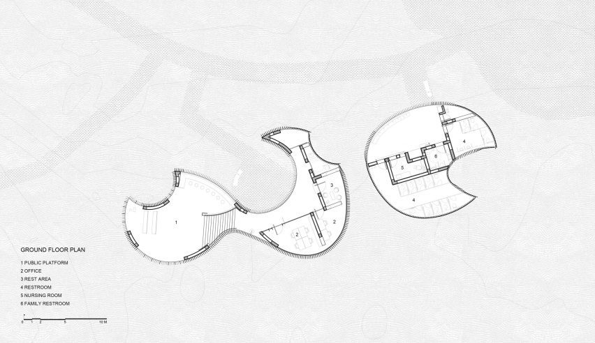 Plan of Qiaochengbei Park Visitor Centre by Atelier Xi