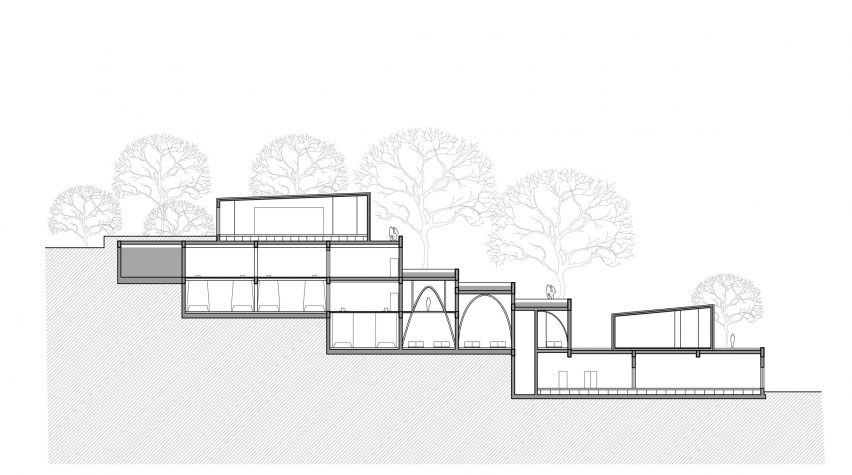 Section of Quzika 1865 Winery Complex by PL-T Architecture Studio