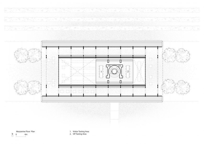 Mezzanine plan of visitor centre at Bodegas Faustino winery by Foster + Partners