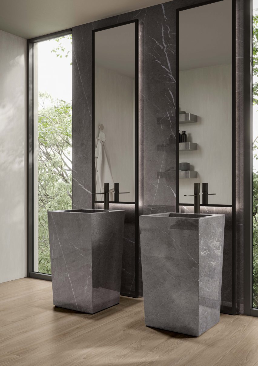 Freestanding truncated pyramid washbasins
