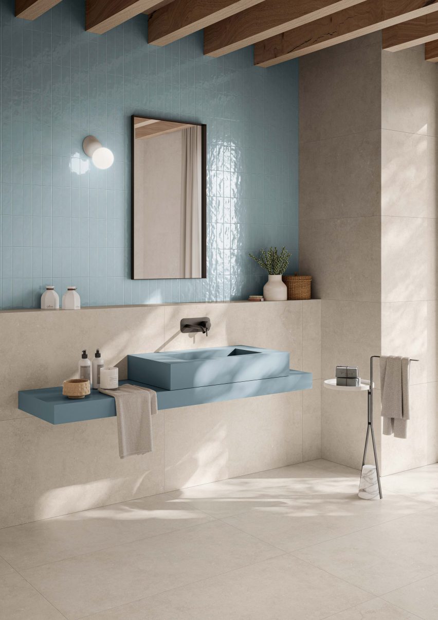 Single basin and shelf from Casalgrande Padana's Aquatio collection
