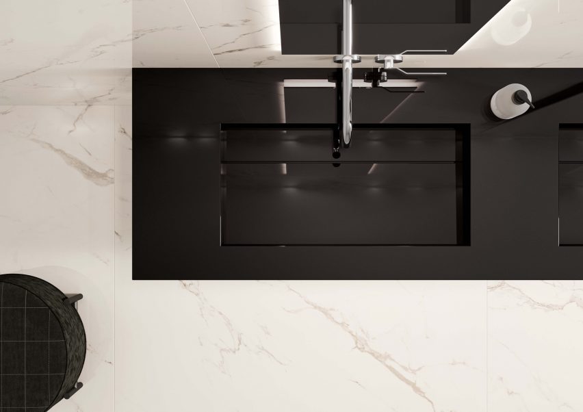 Black basin from Casalgrande Padana's Aquatio collection