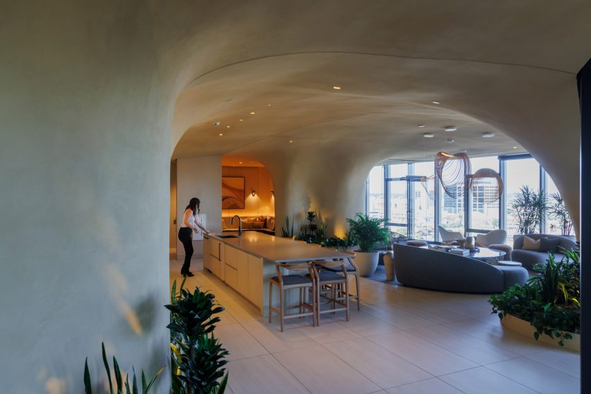 Canyon in glass apartment building