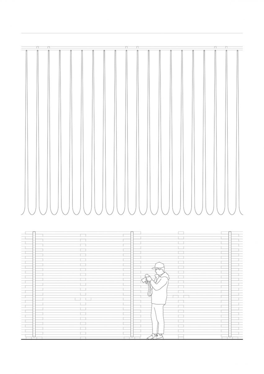 Elevation of Temporary Storage Garden pavilion by Semester Studio