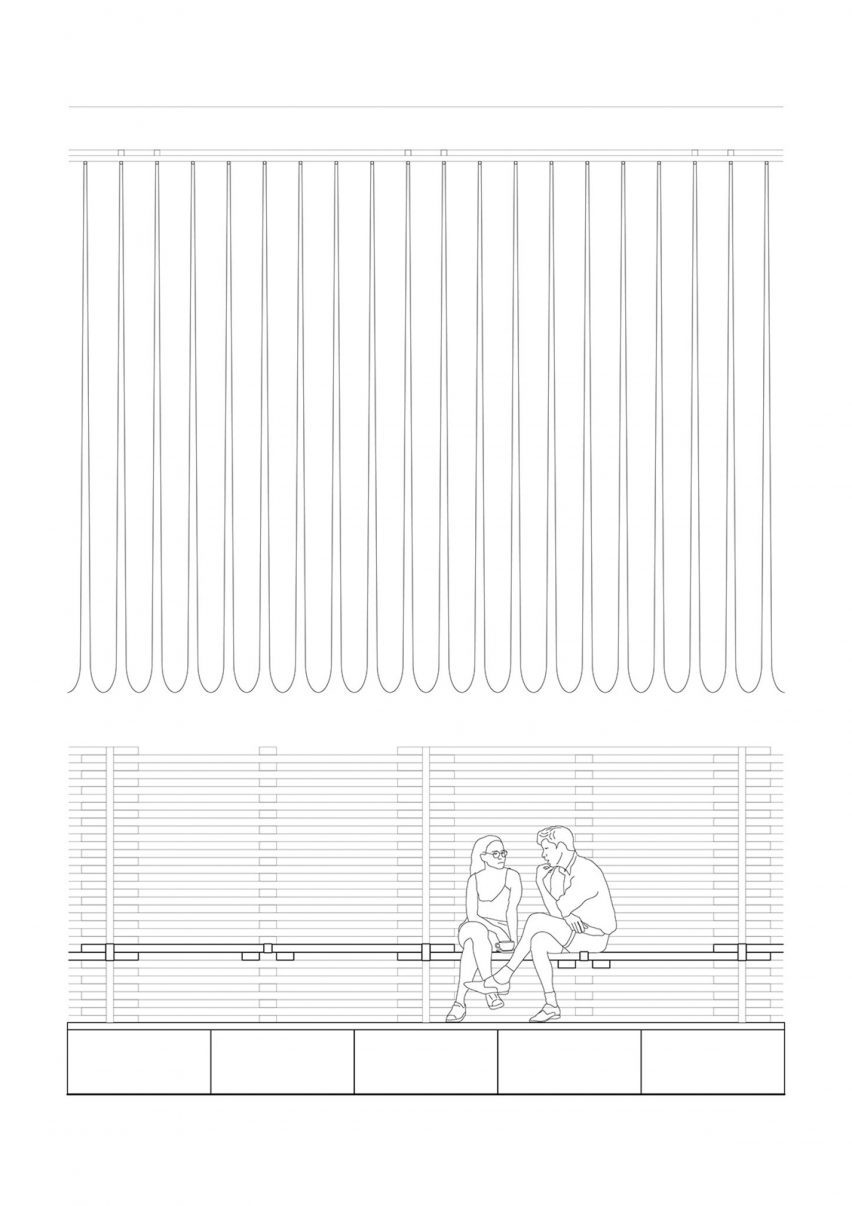 Detail drawing of Temporary Storage Garden pavilion by Semester Studio