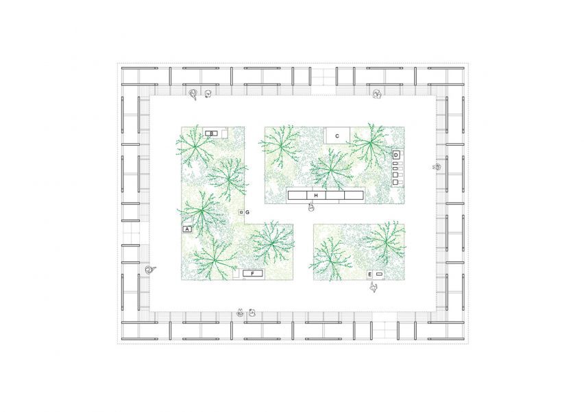 Floor plan of Temporary Storage Garden pavilion by Semester Studio
