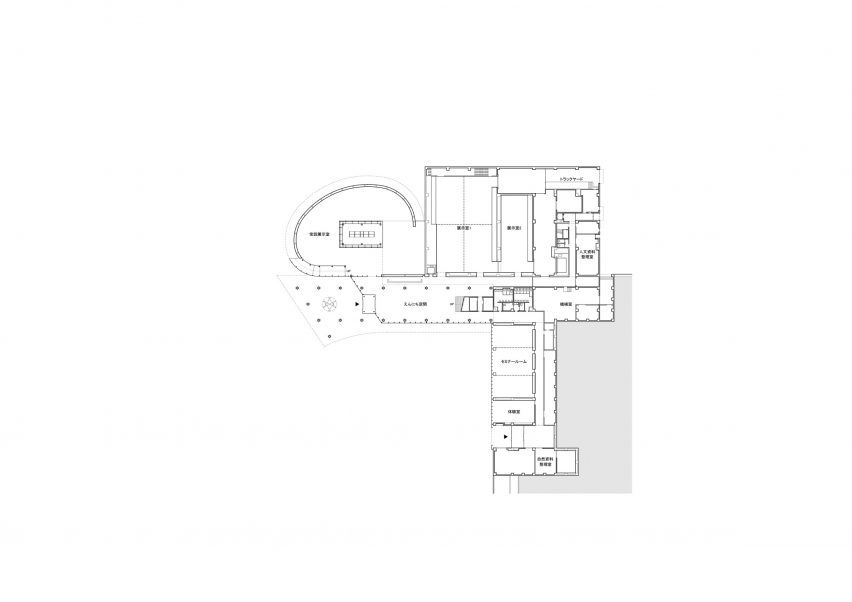 Ground floor plan of Toyota City Museum by Shigeru Ban