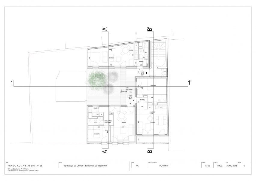 First floor plan of Yama-Tani by Kengo Kuma & Associates