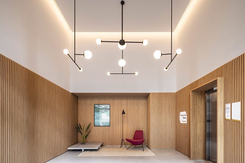 Room with wood slats