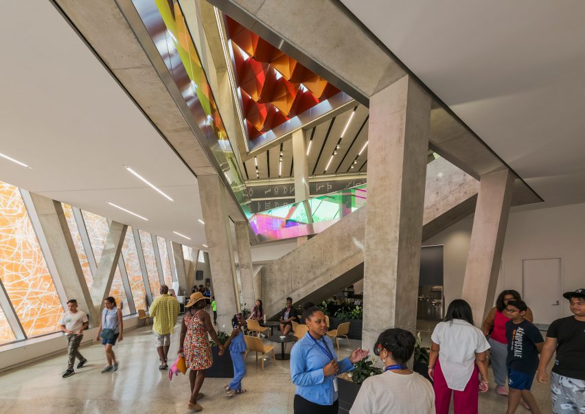 People milling about a lobby