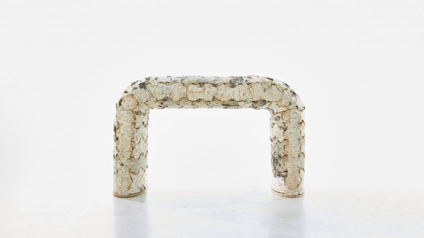 Sarina designs bark-clad Forestrest seats to reference traditional Mongolian crafts