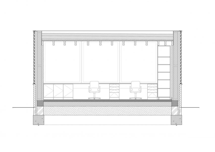 Section of Van Laethem Architecten's garden studio